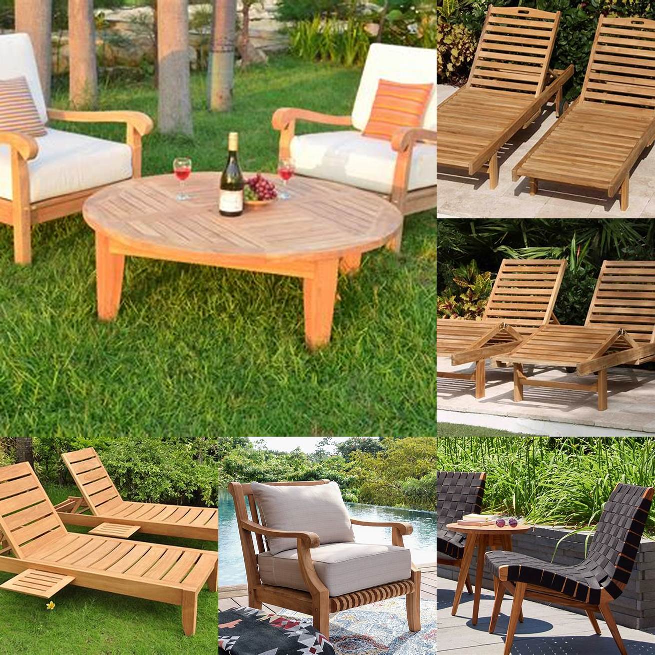 Teak lounge chairs and table
