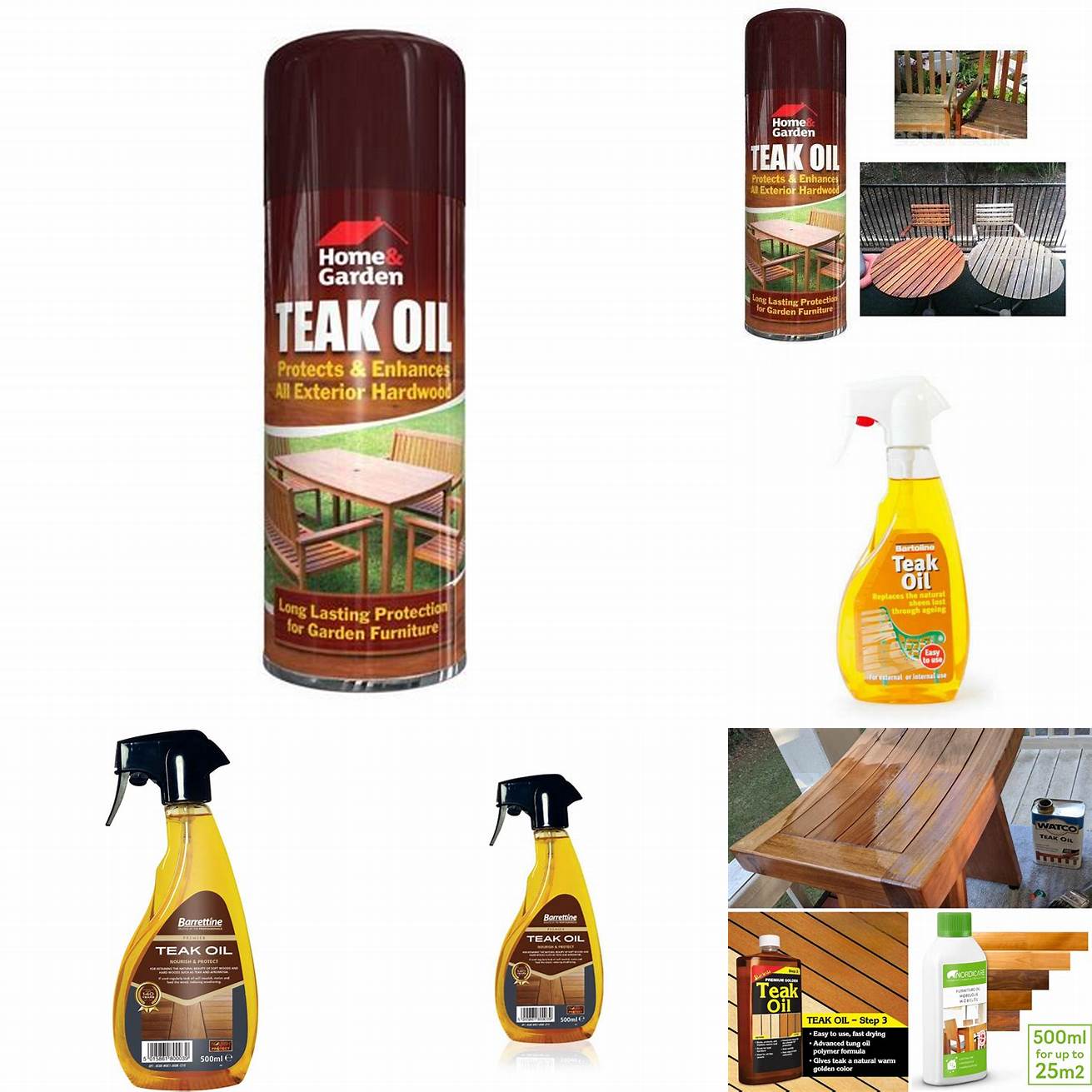 Teak oil spray in action
