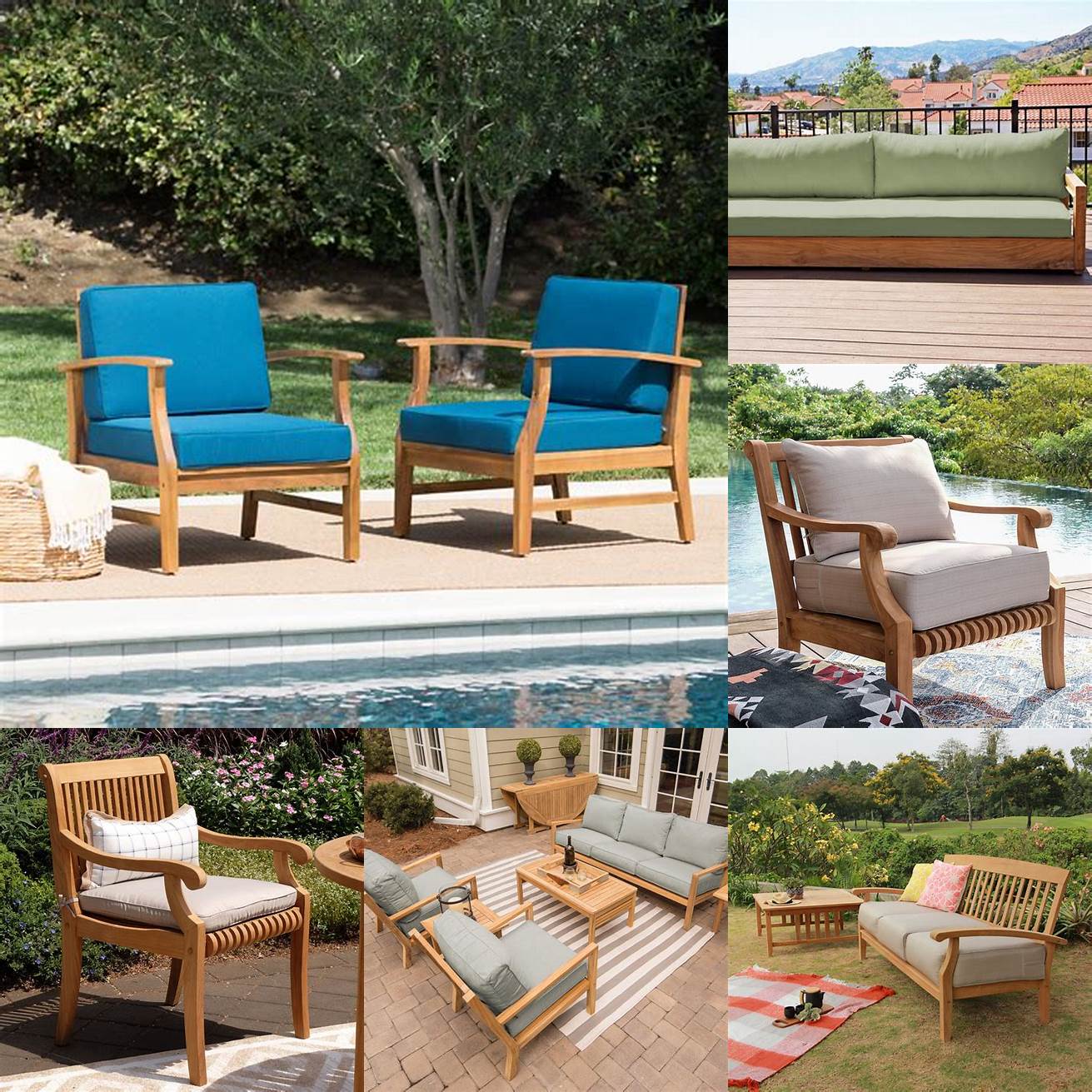 Teak outdoor furniture with cushions