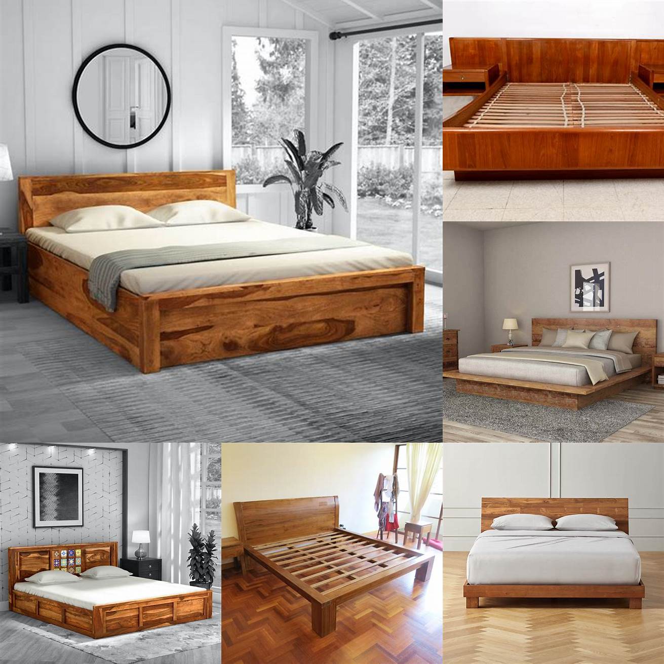 Teak wood bed frame