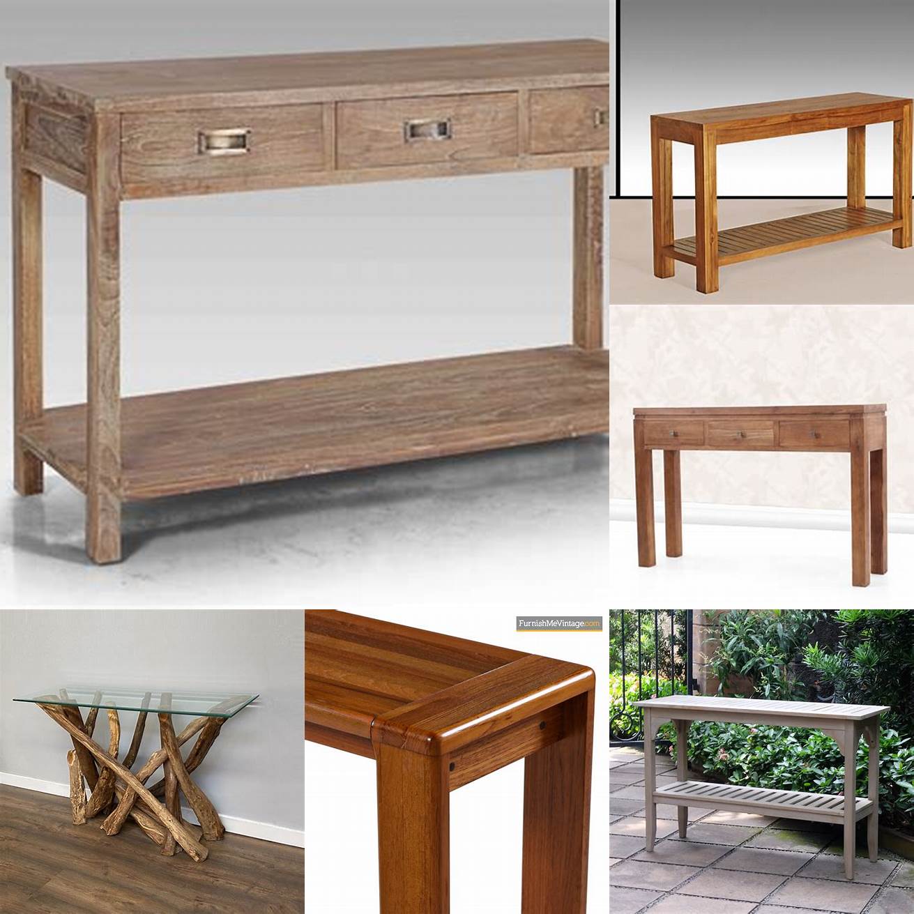 Teak wood console table