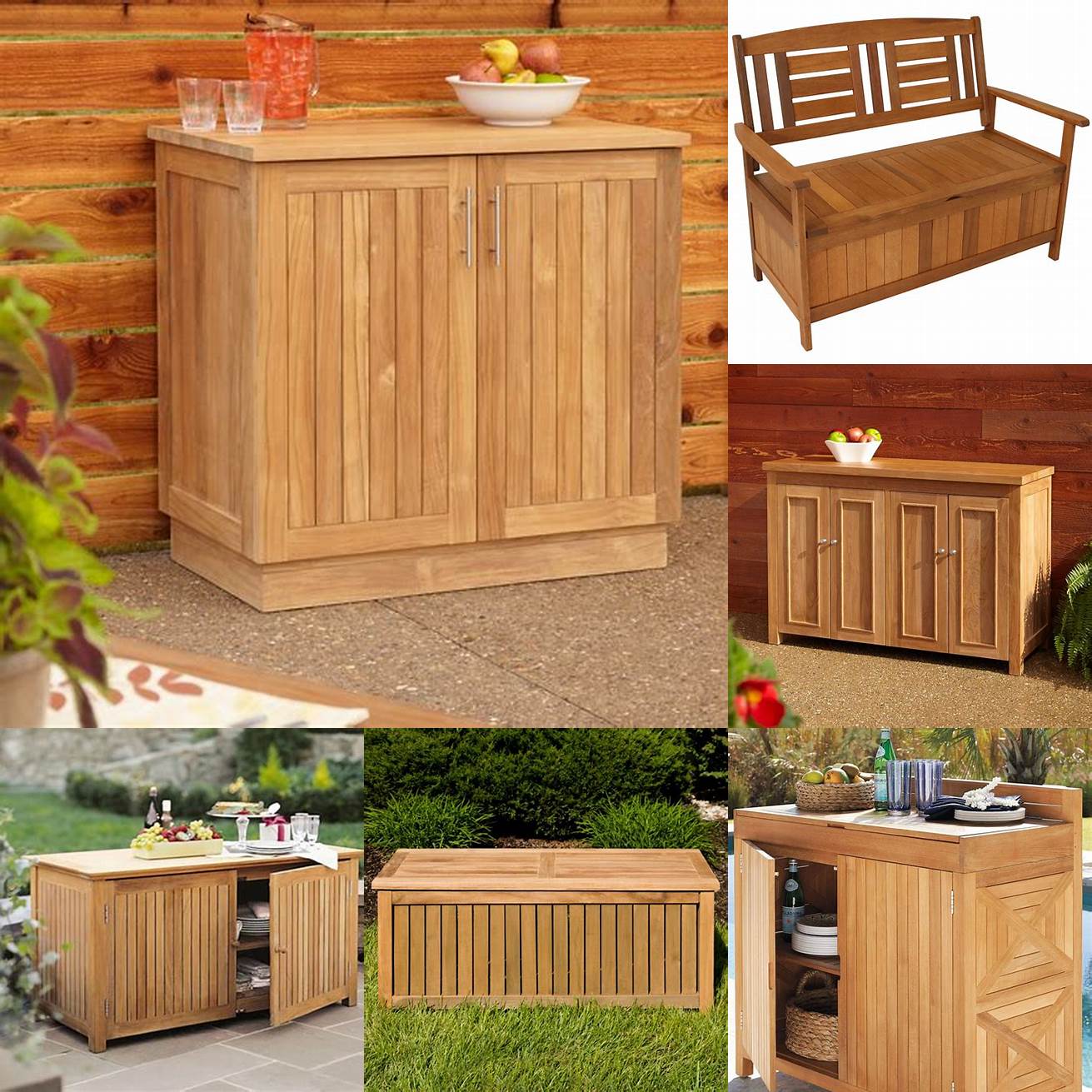 Teak wood outdoor storage furniture