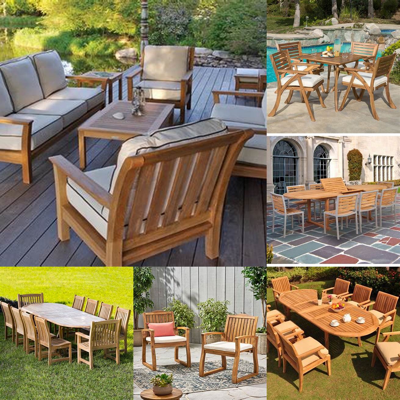 Teak-like patio furniture sets
