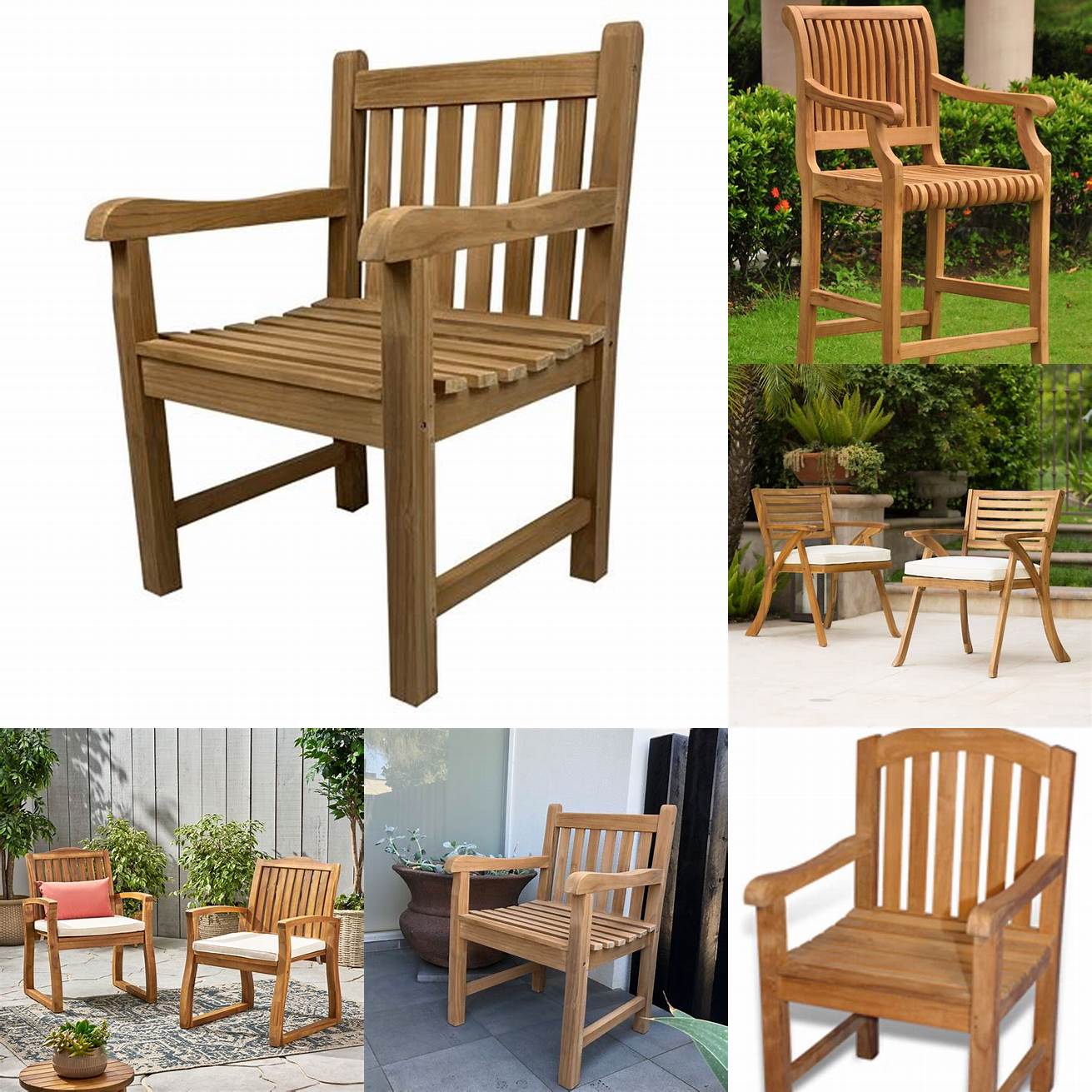 Teakwood Outdoor Chair with Armrest