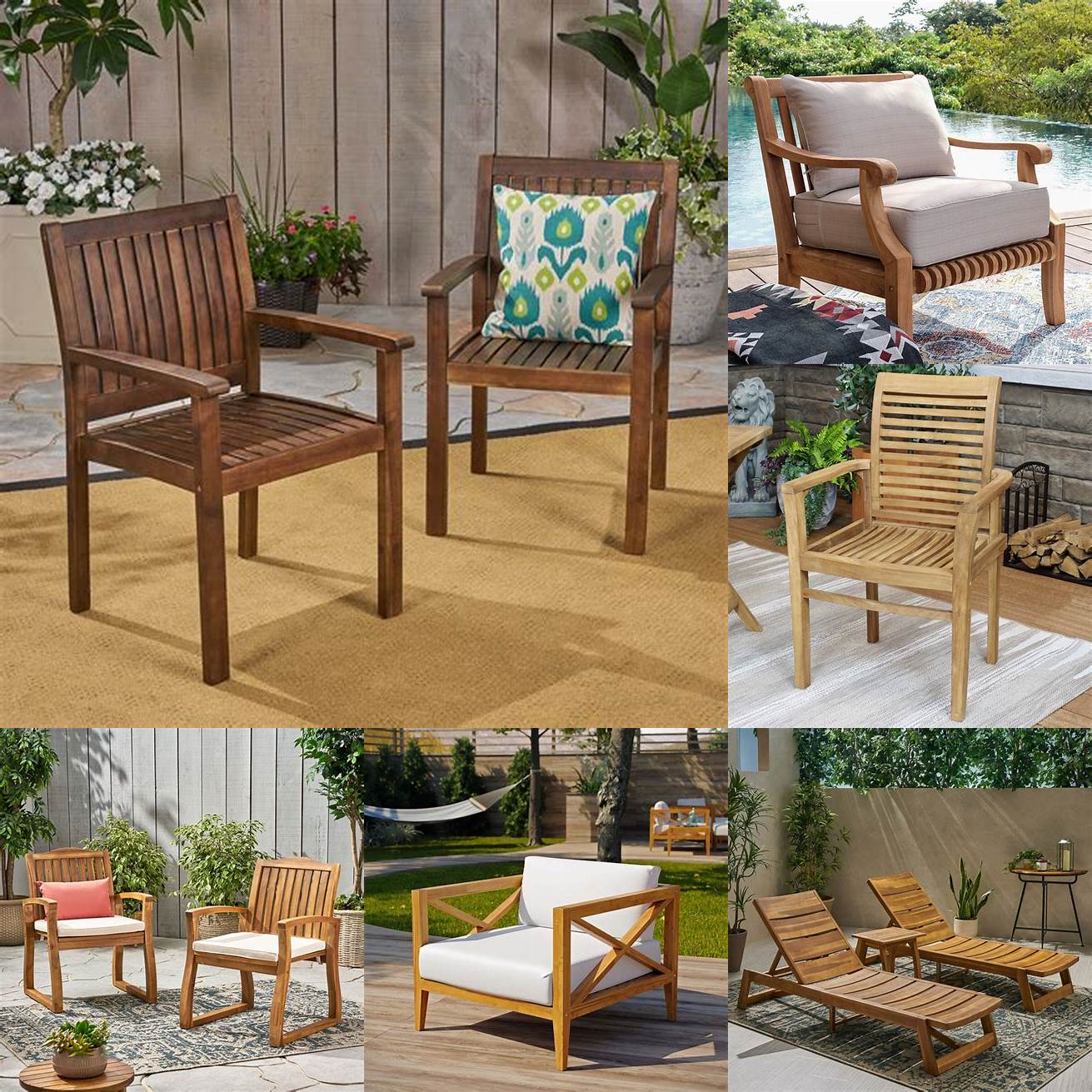 Teakwood Outdoor Chair with Ottoman