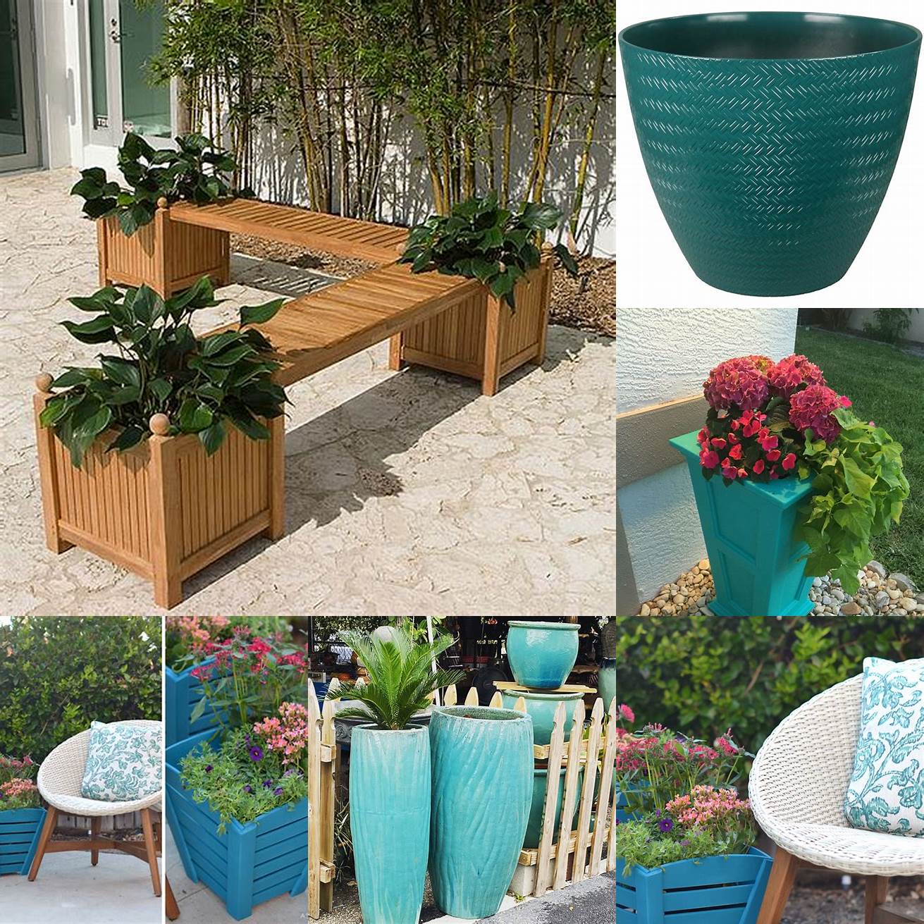 Teal planter boxes