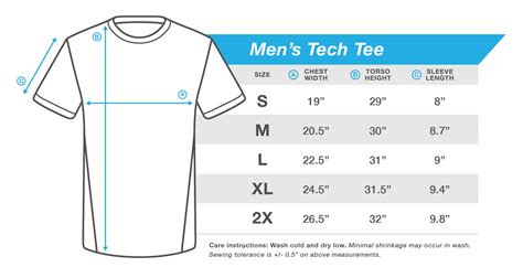 Tee Shirt Size Chart