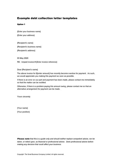Template Collection Letter