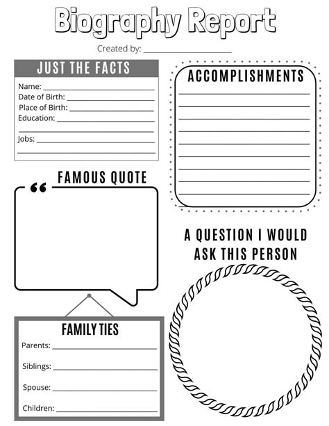 Template For A Biography Report