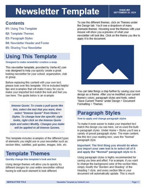 Template For A Newsletter From Microsoft Word