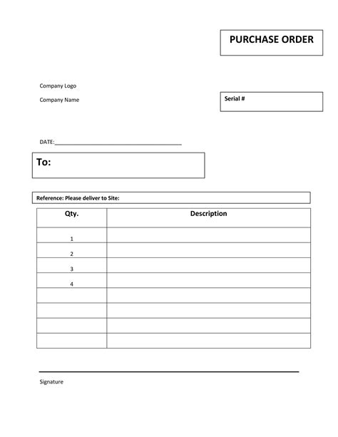 Template For A Purchase Order