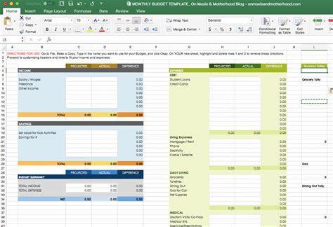 Template For Budget In Excel