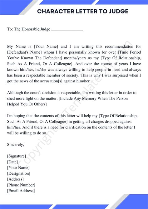 Template For Character Letter To Judge