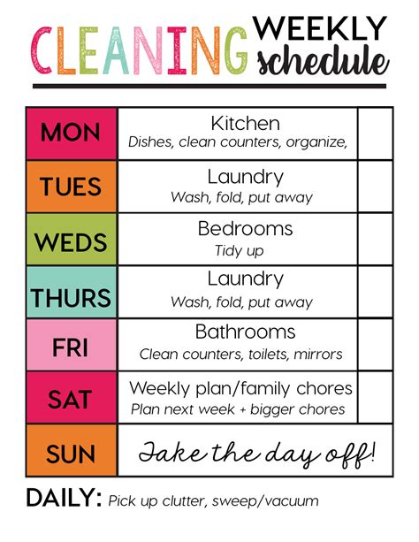 Template For Cleaning Schedule