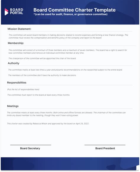Template For Committee Charter