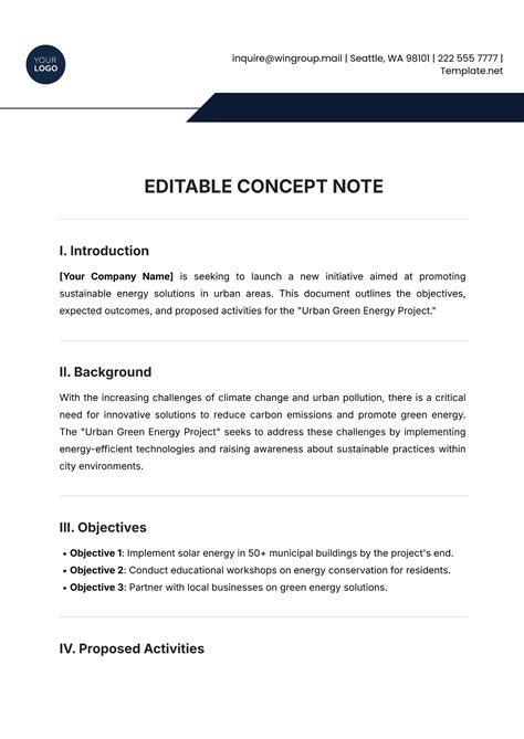 Template For Concept Note
