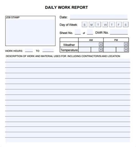 Template For Daily Work Report