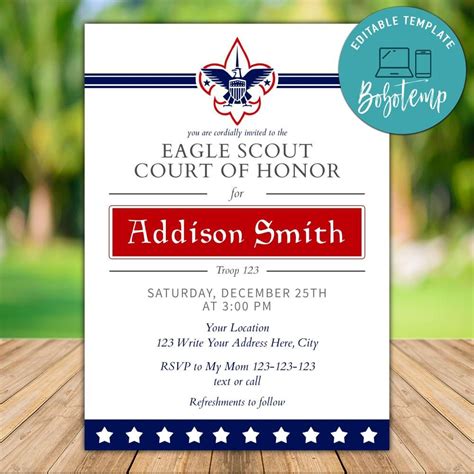 Template For Eagle Scout Invitations
