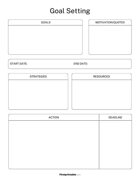 Template For Goal Setting