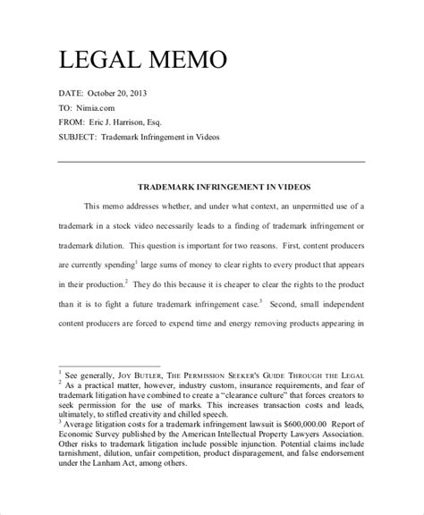 Template For Legal Memorandum