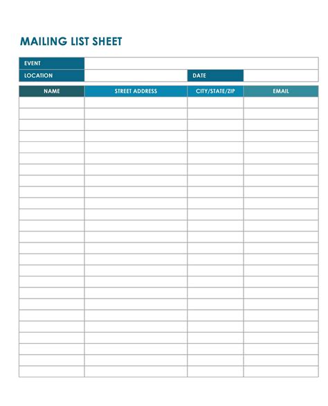 Template For Mailing List