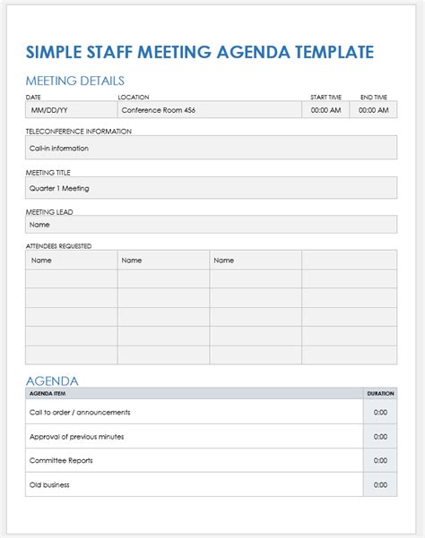 Template For Meeting