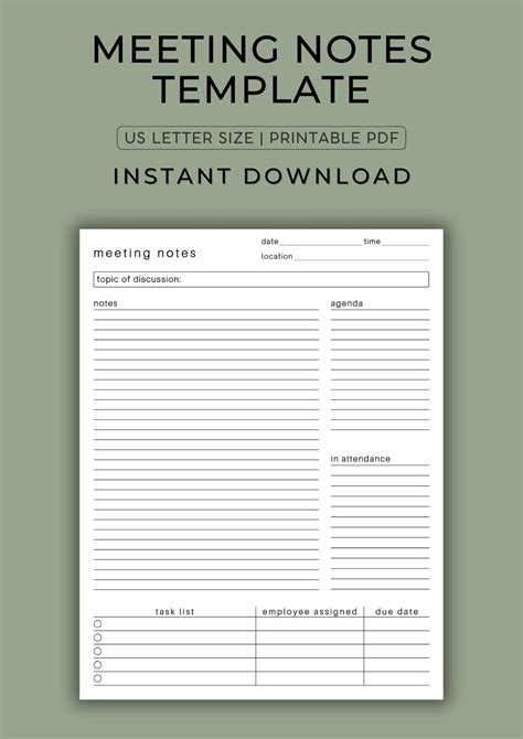 Template For Meeting Agenda And Notes