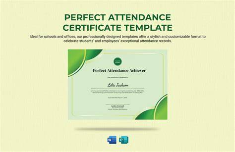 Template For Perfect Attendance Certificate