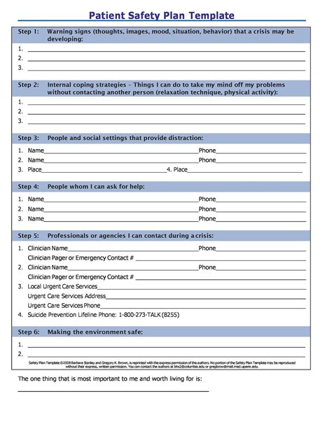 Template For Safety Plan