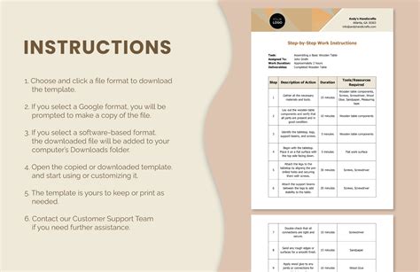 Template For Step By Step Instructions