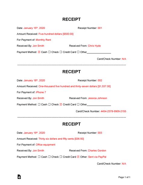 Template How To Fill Out A Receipt Book