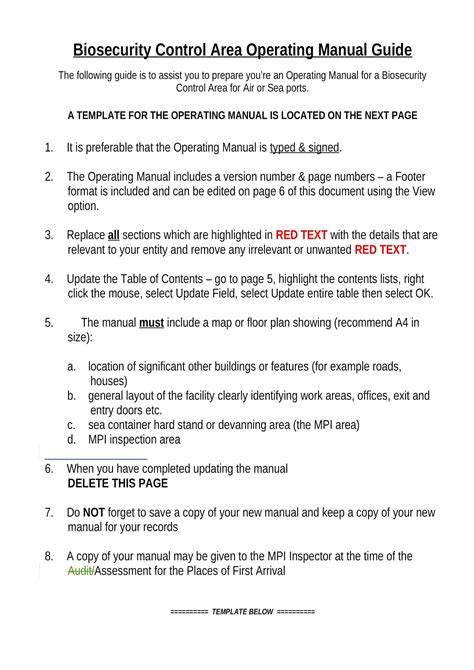 Template Instruction Manual