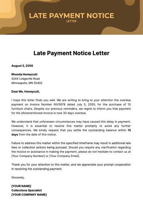 Template Letter For Late Payment