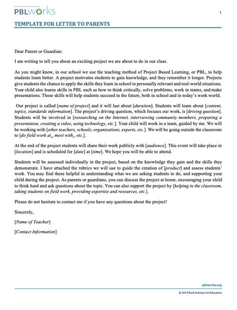 Template Letter To Parents