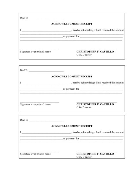 Template Of Acknowledgement Receipt