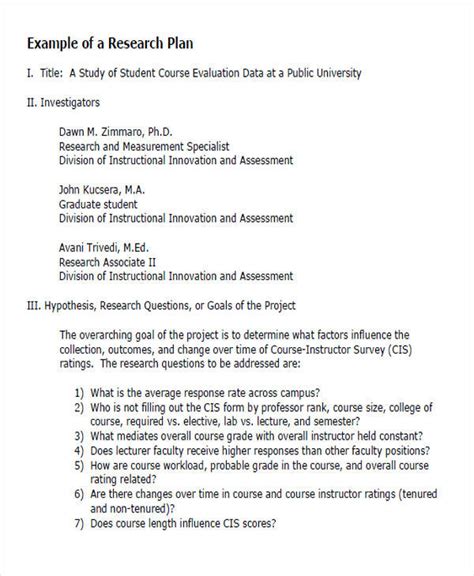 Template Research Plan