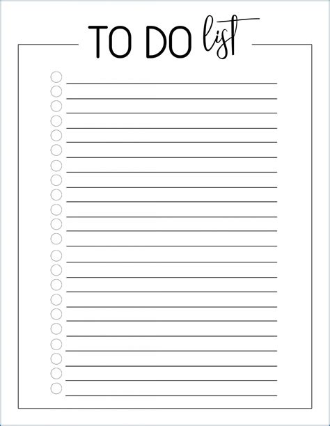 Template To Do List
