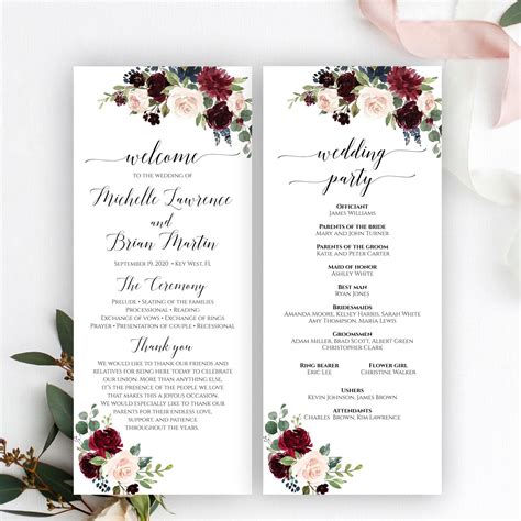 Template Wedding Program