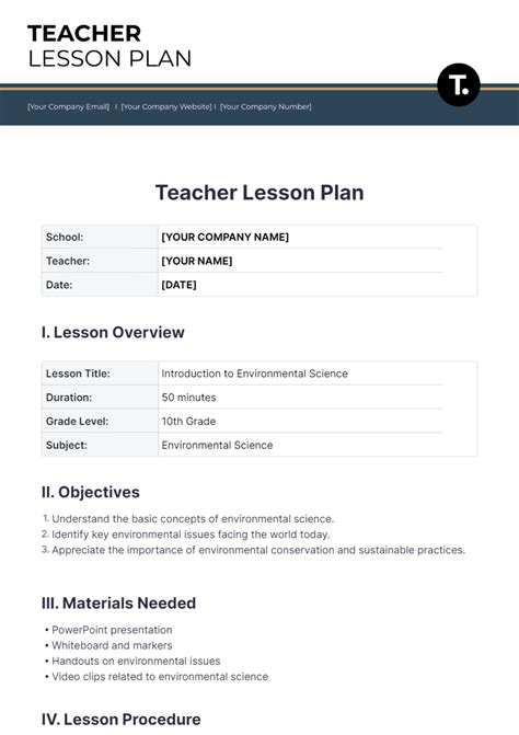 Templates For Teachers Lesson Plans Free