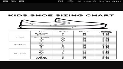 Ten Little Size Chart