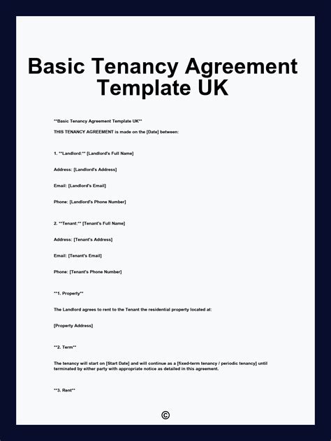 Tenancy Agreement Template Uk
