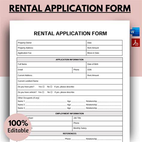 Tenant Rental Application Template