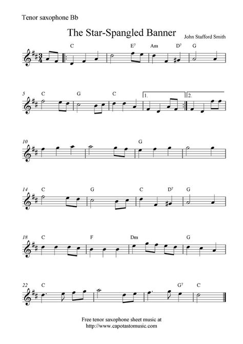 Tenor Sax Sheet Music Free Printable