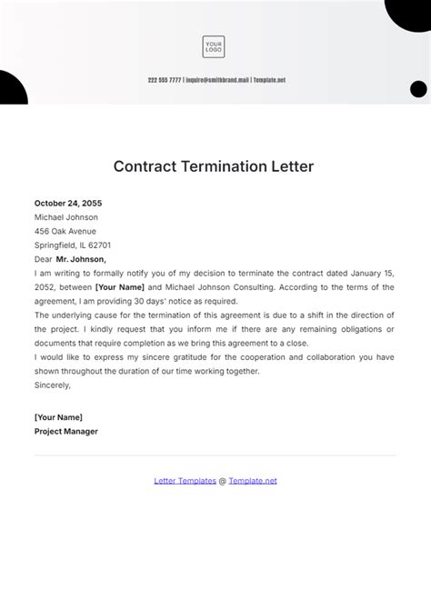Terminating Contract Template