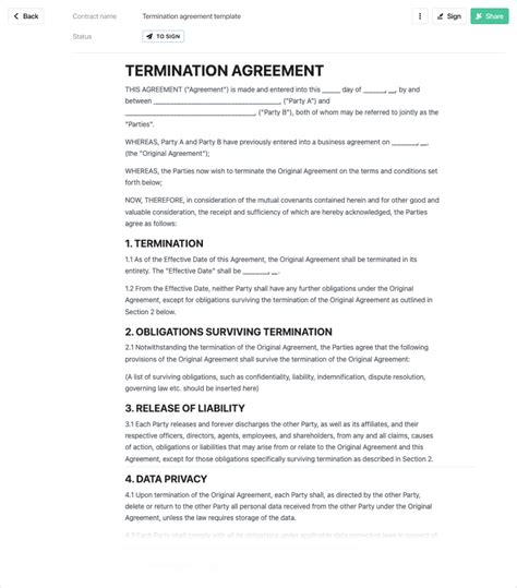Termination Clause Template