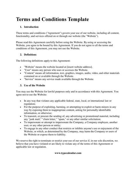 Terms And Conditions Template For Business