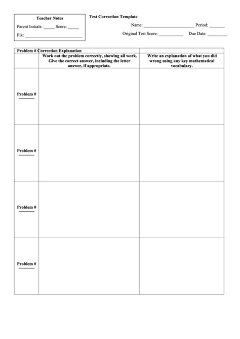 Test Correction Template