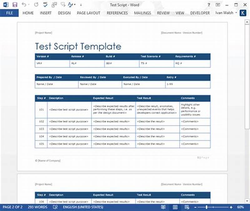 Test Script Template
