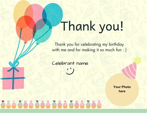Thank You Card For Birthday Template