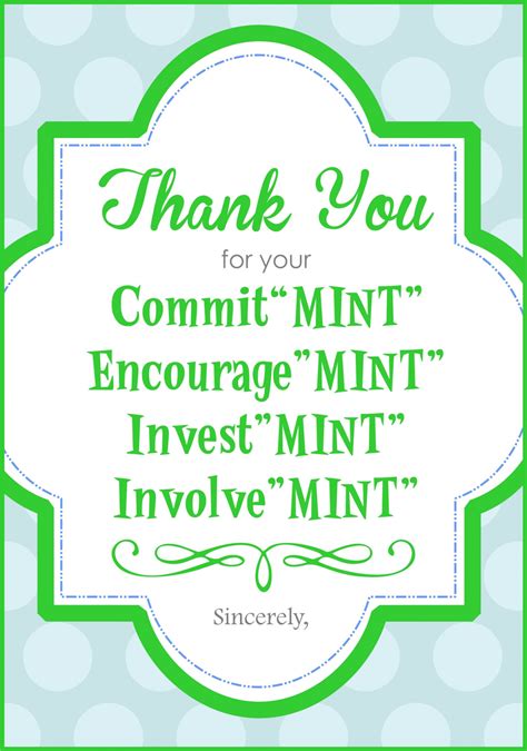 Thank You For All Your Commit Mint Printable Tags